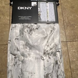 DKNY 32 x 84 Atlanta Sheer Inverted Pleat Window  Curtains Taupe Grey White